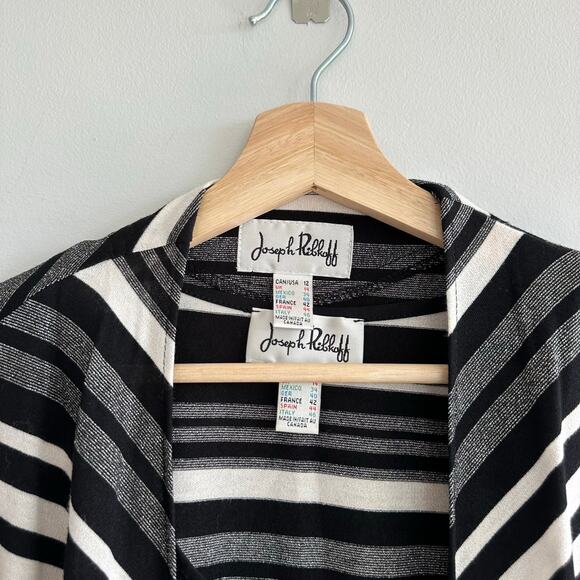 Joseph Ribkoff Asymmetrical Striped Sequin Two-Piece Top Cardigan Set - Picture 5 of 13